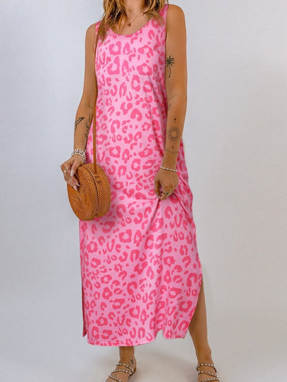 Leopard Print Sleeveless Maxi Dress for Stylish Summer Days