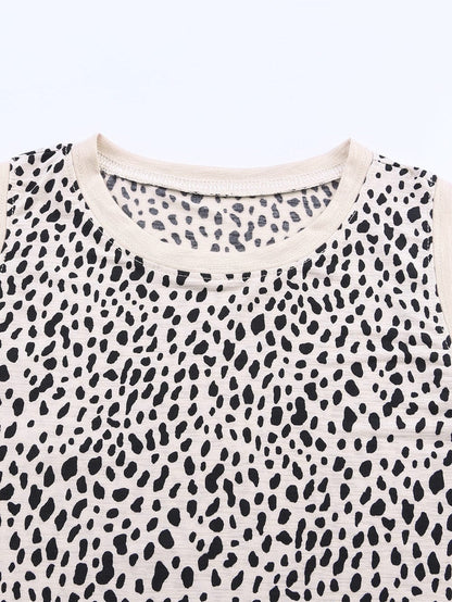 Leopard Print Sleeveless Round Neck Top