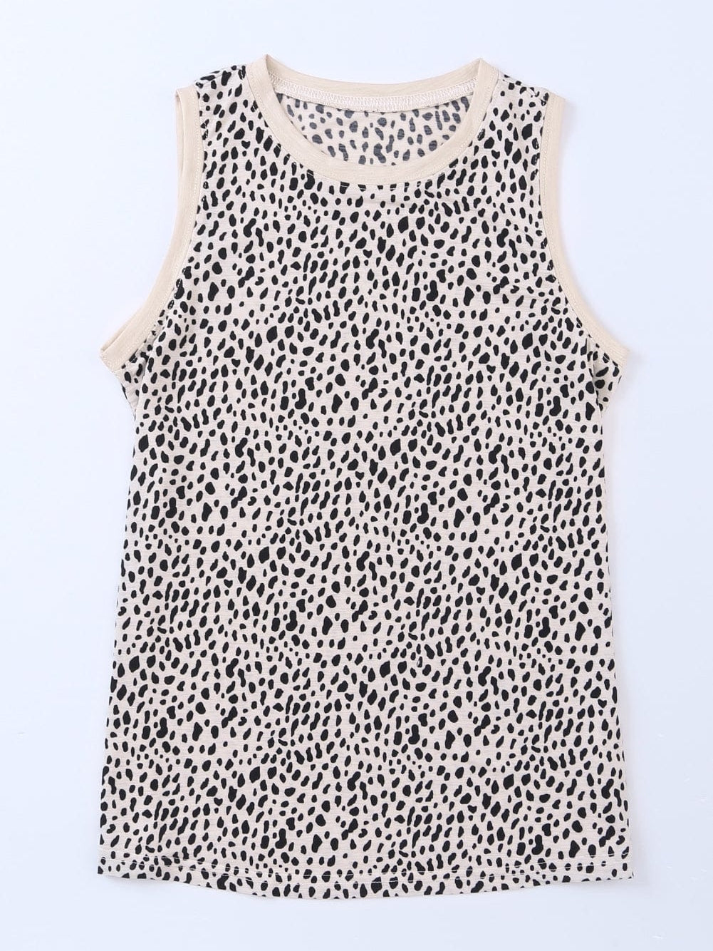 Leopard Print Sleeveless Round Neck Top