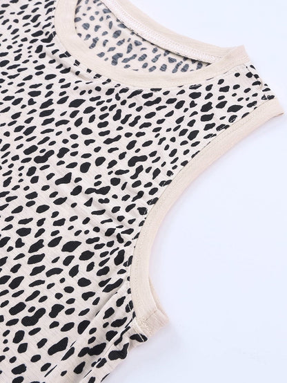Leopard Print Sleeveless Round Neck Top