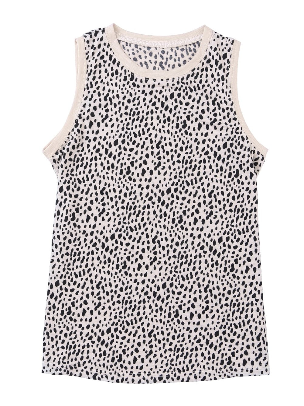 Leopard Print Sleeveless Round Neck Top