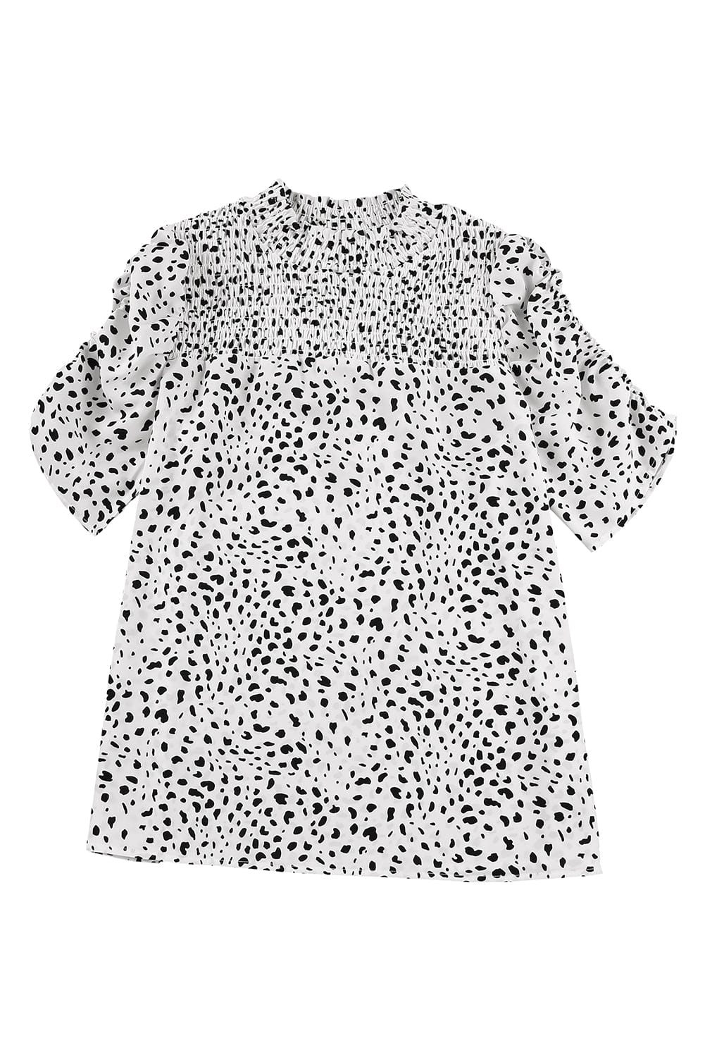 Leopard Print Smocked Bubble Sleeve Top