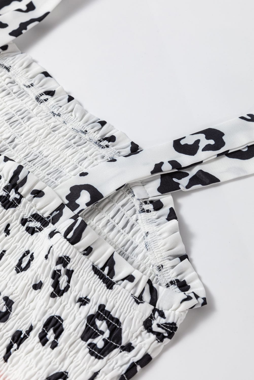 Leopard Print Smocked Fit and Flare Dress in Orange