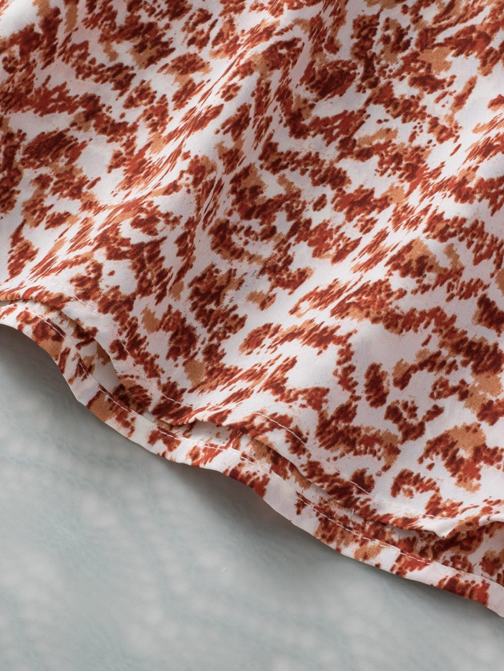 Leopard Print Split Neck Puff Sleeve Blouse