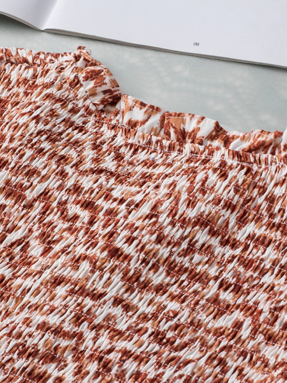 Leopard Print Split Neck Puff Sleeve Blouse