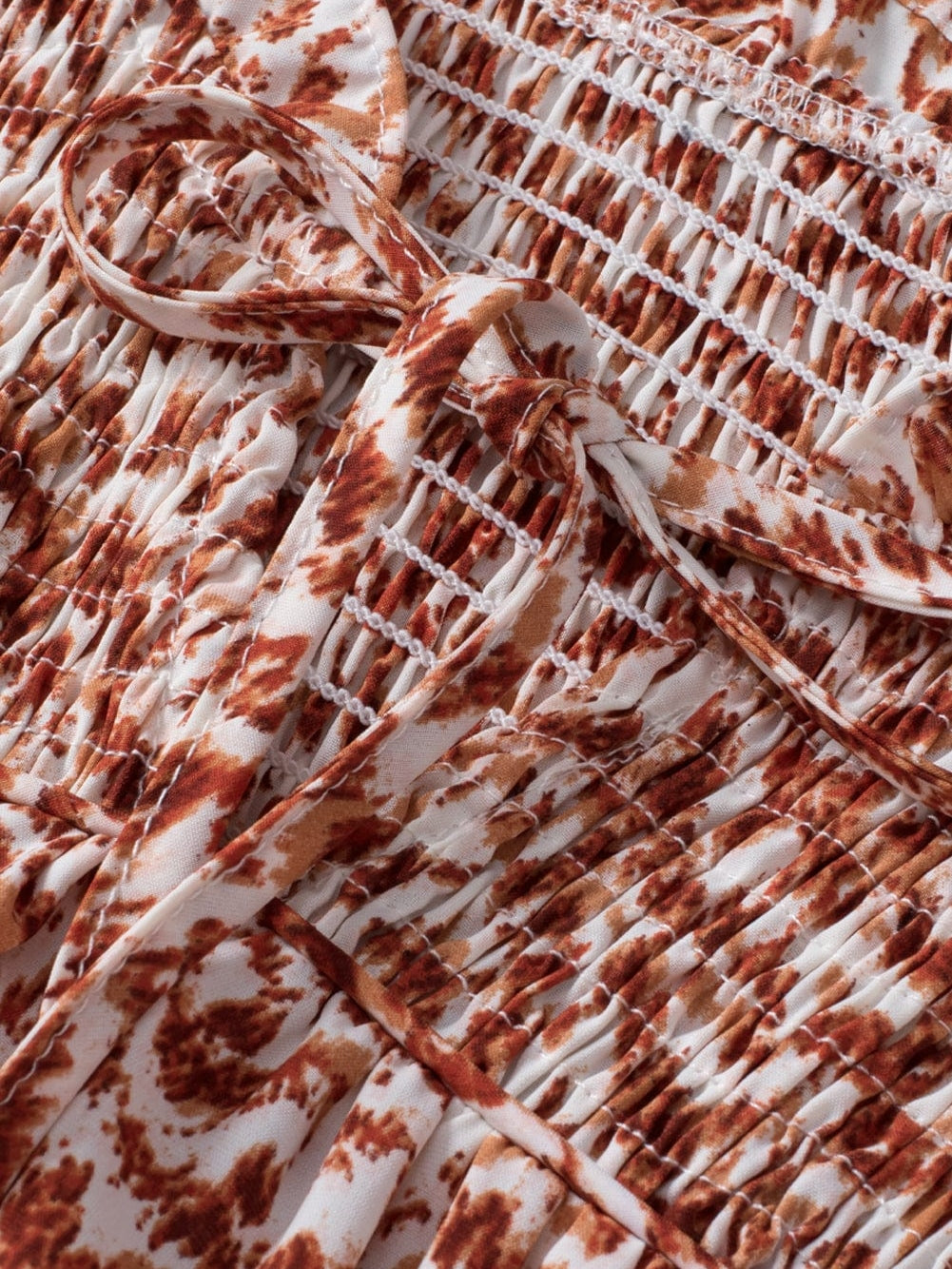 Leopard Print Split Neck Puff Sleeve Blouse