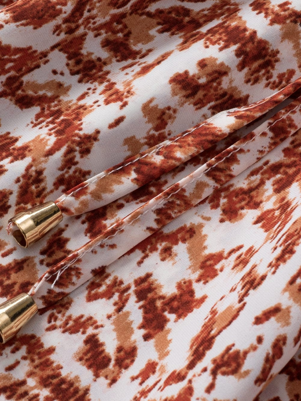 Leopard Print Split Neck Puff Sleeve Blouse