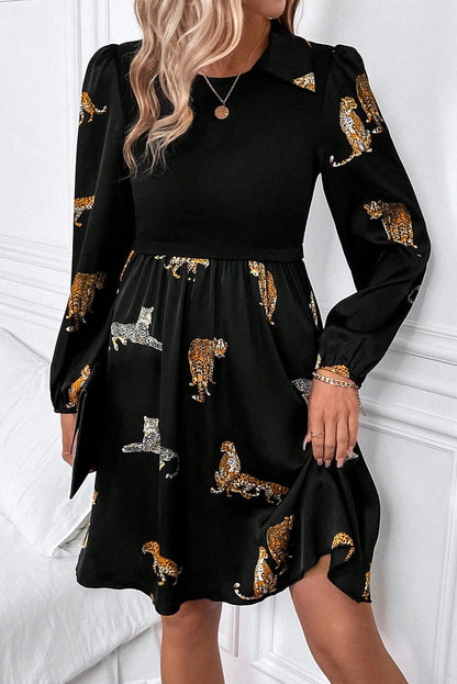 Leopard Print Swing Dress with Elegant Style