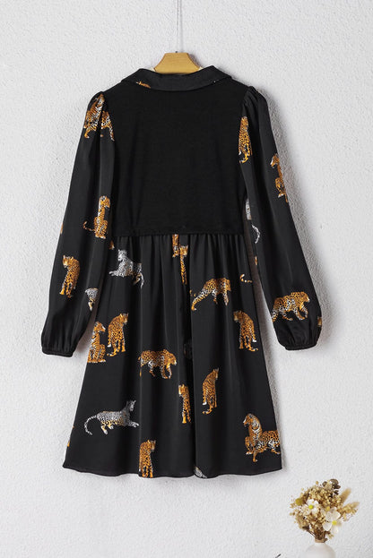 Leopard Print Swing Dress with Elegant Style