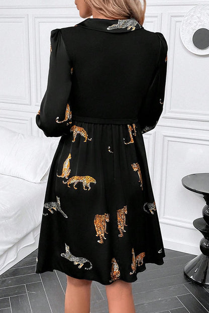 Leopard Print Swing Dress with Elegant Style