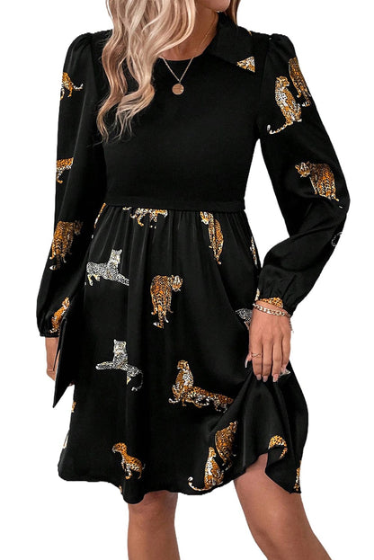 Leopard Print Swing Dress with Elegant Style