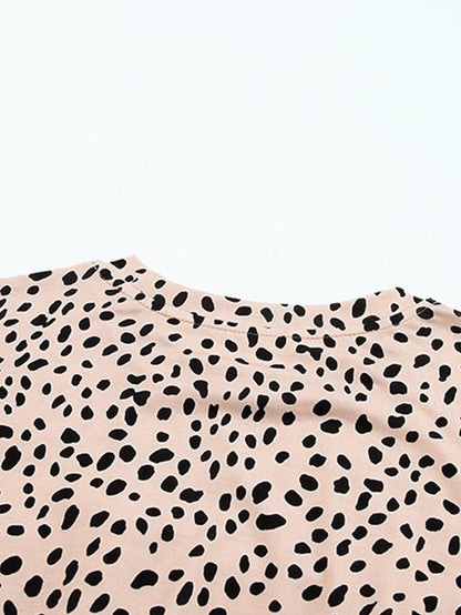 Leopard Print Tunic Dress with Short Sleeves
