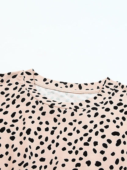 Leopard Print Tunic Dress with Short Sleeves