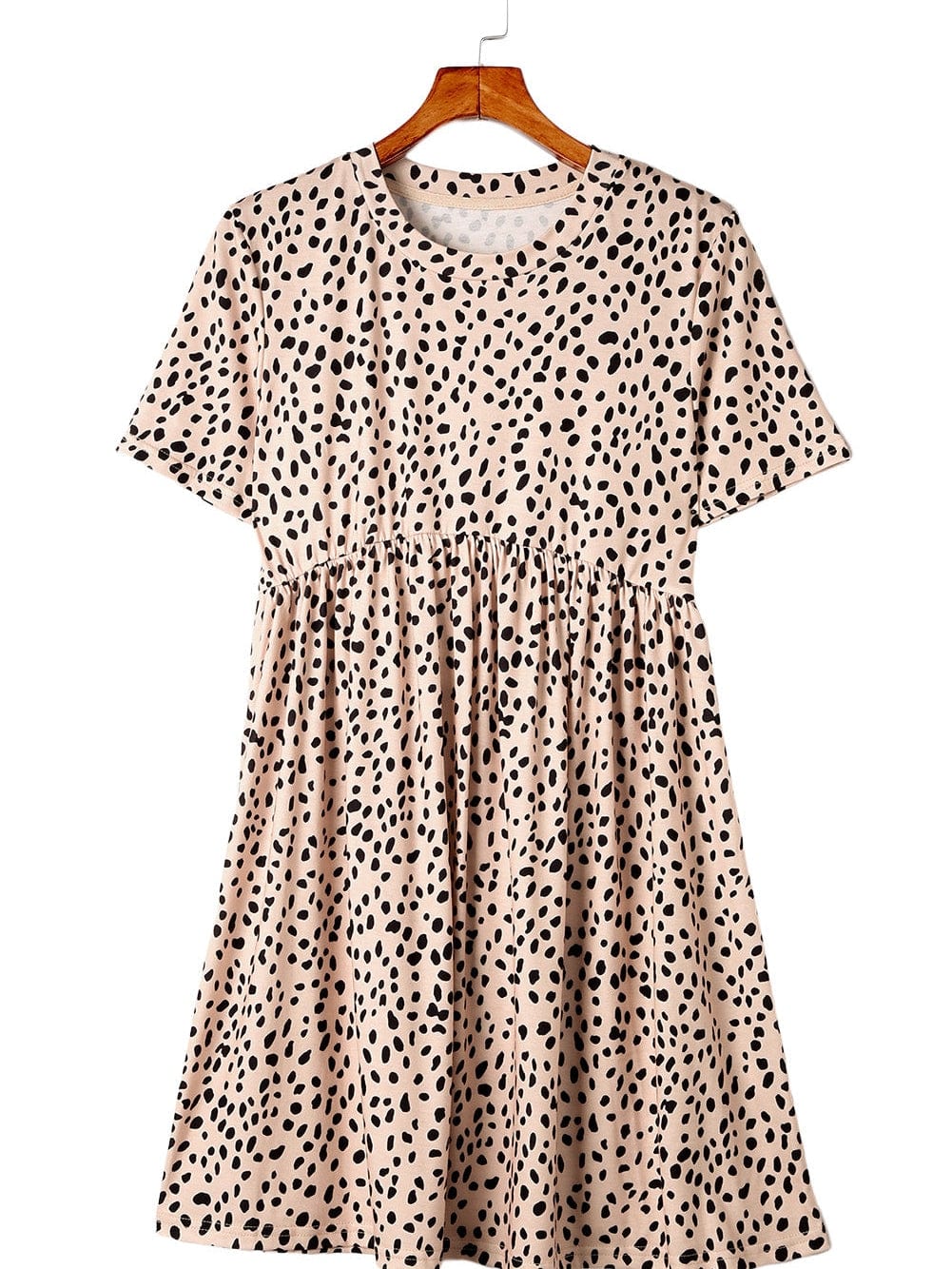 Leopard Print Tunic Dress with Short Sleeves
