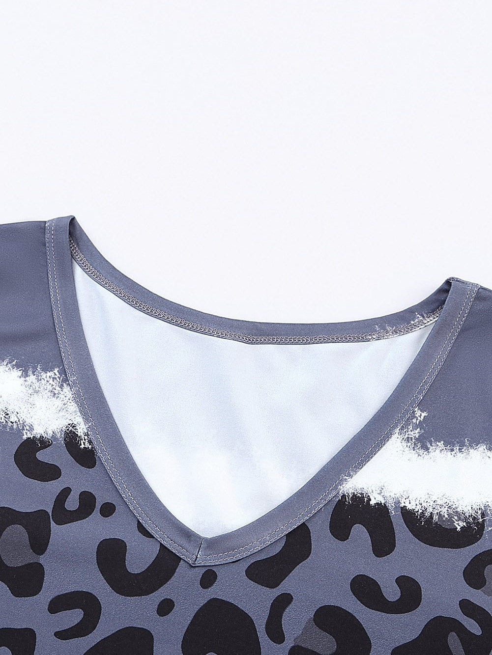 Leopard Print V-Neck T-shirt Dress with Tie-Dye Detail