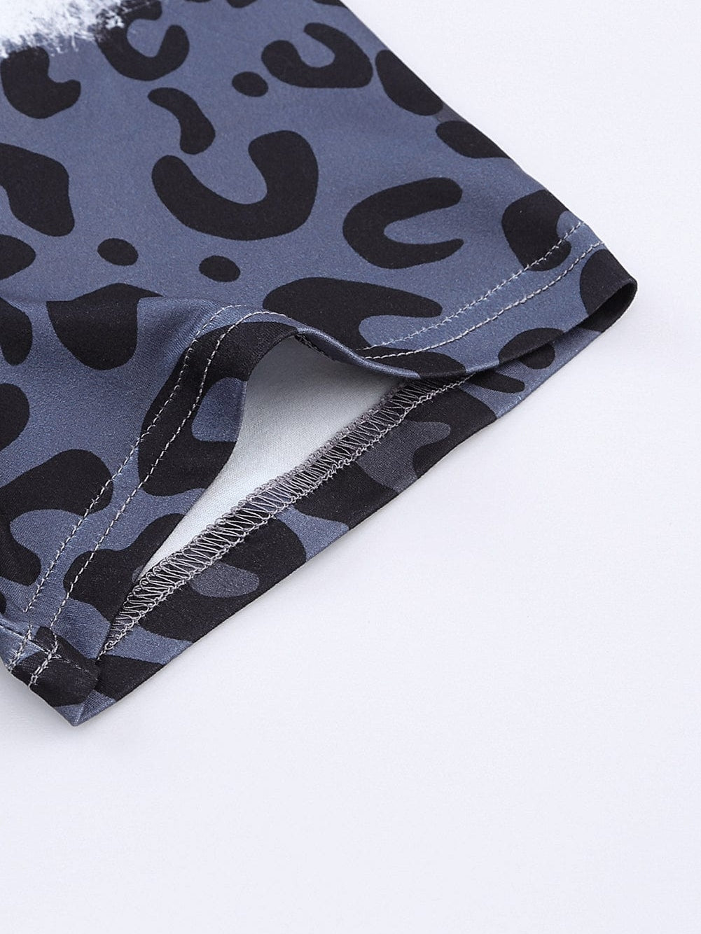 Leopard Print V-Neck T-shirt Dress with Tie-Dye Detail