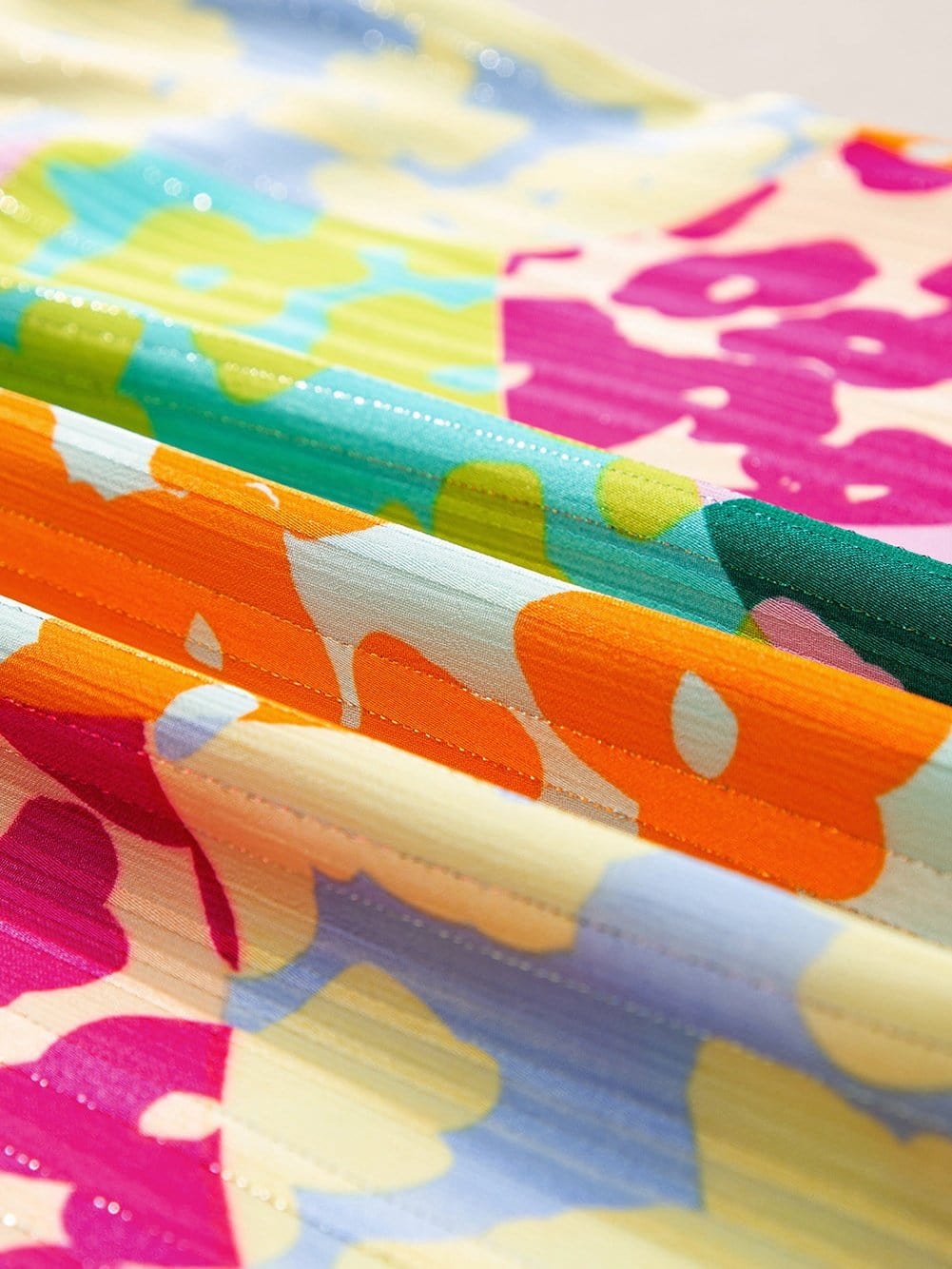 Leopard Ruffle Sleeve Crinkled Blouse with V Neck