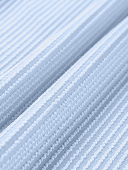 Light Blue Ribbed Colorblock Tee with Chic Design