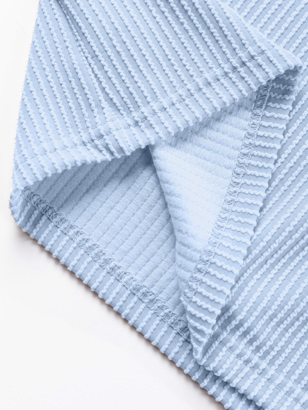 Light Blue Ribbed Colorblock Tee with Chic Design