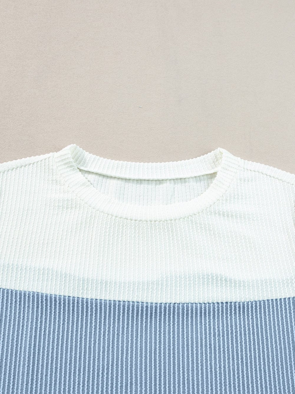 Light Blue Ribbed Colorblock Tee with Chic Design
