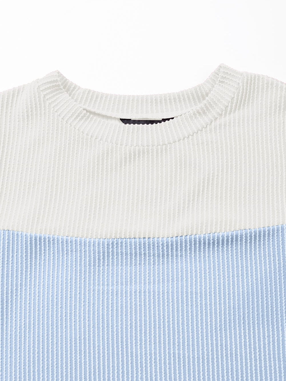 Light Blue Ribbed Colorblock Tee with Chic Design