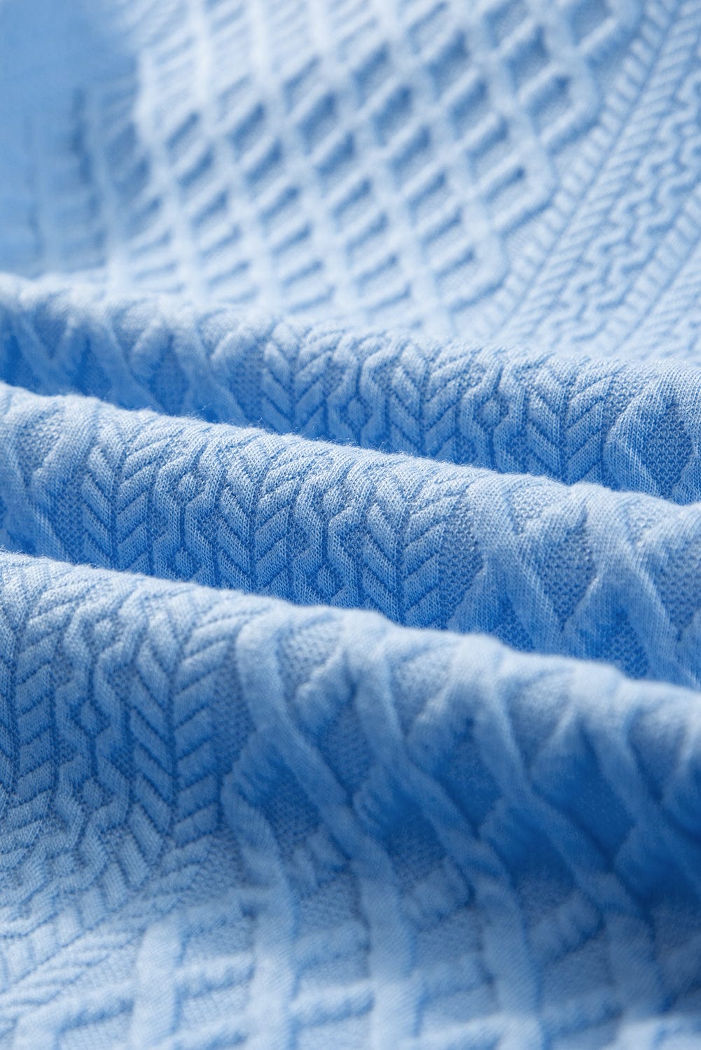 Light Blue Ruffled V-Neck Shift Mini Dress with Puff Sleeves