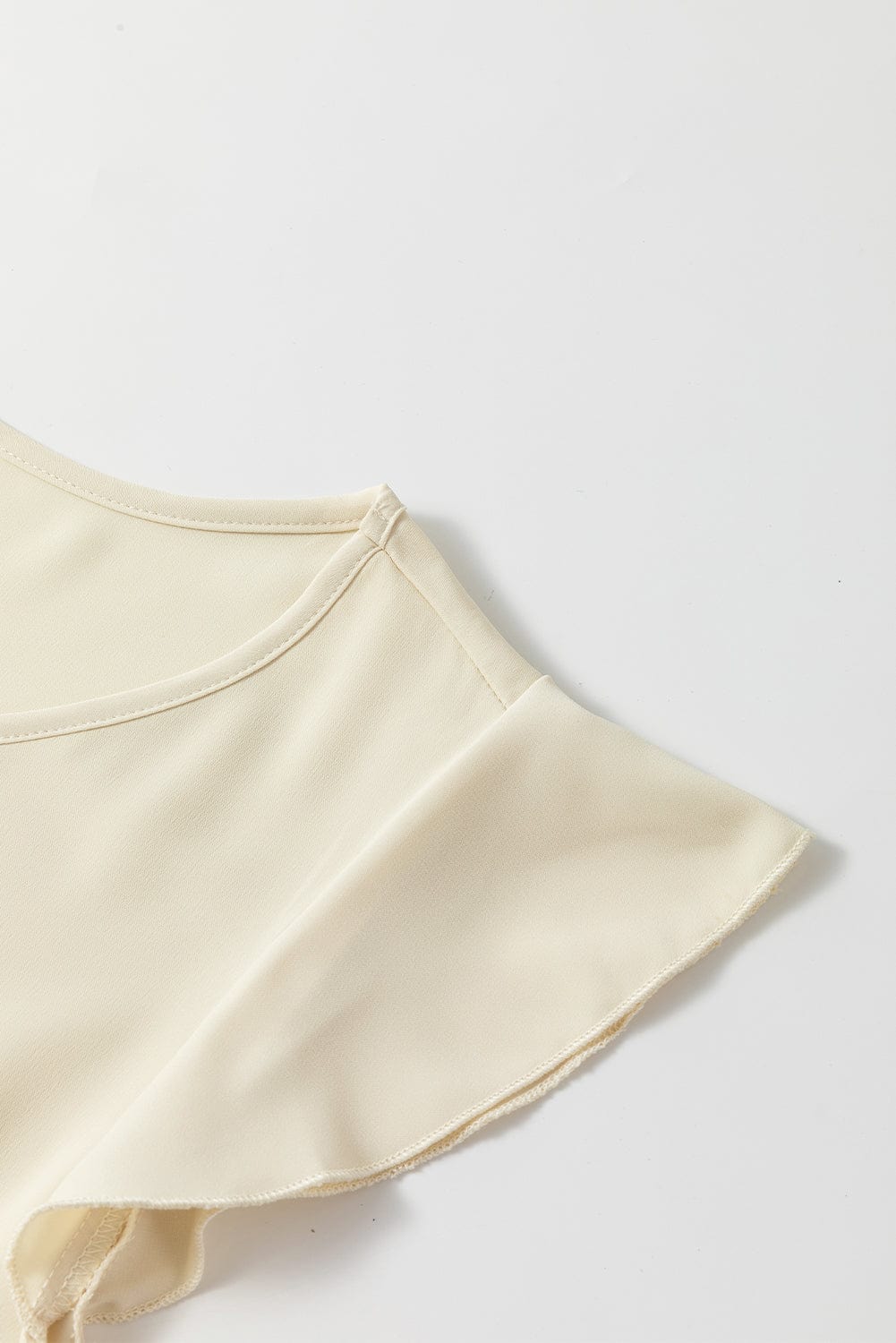 Light French Beige Dalmatian Print Colorblock Ruffle Hem Summer Dress