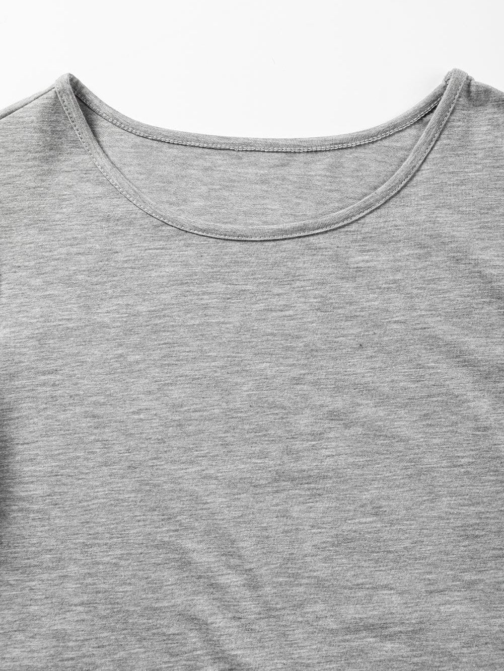 Light Gray Pleated Puff Sleeve Knit Top