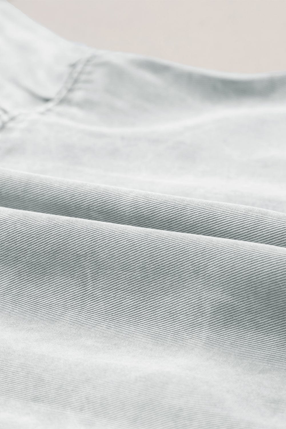 Light Grey Mineral Washed Ruffle Sleeve Denim A-Line Dress