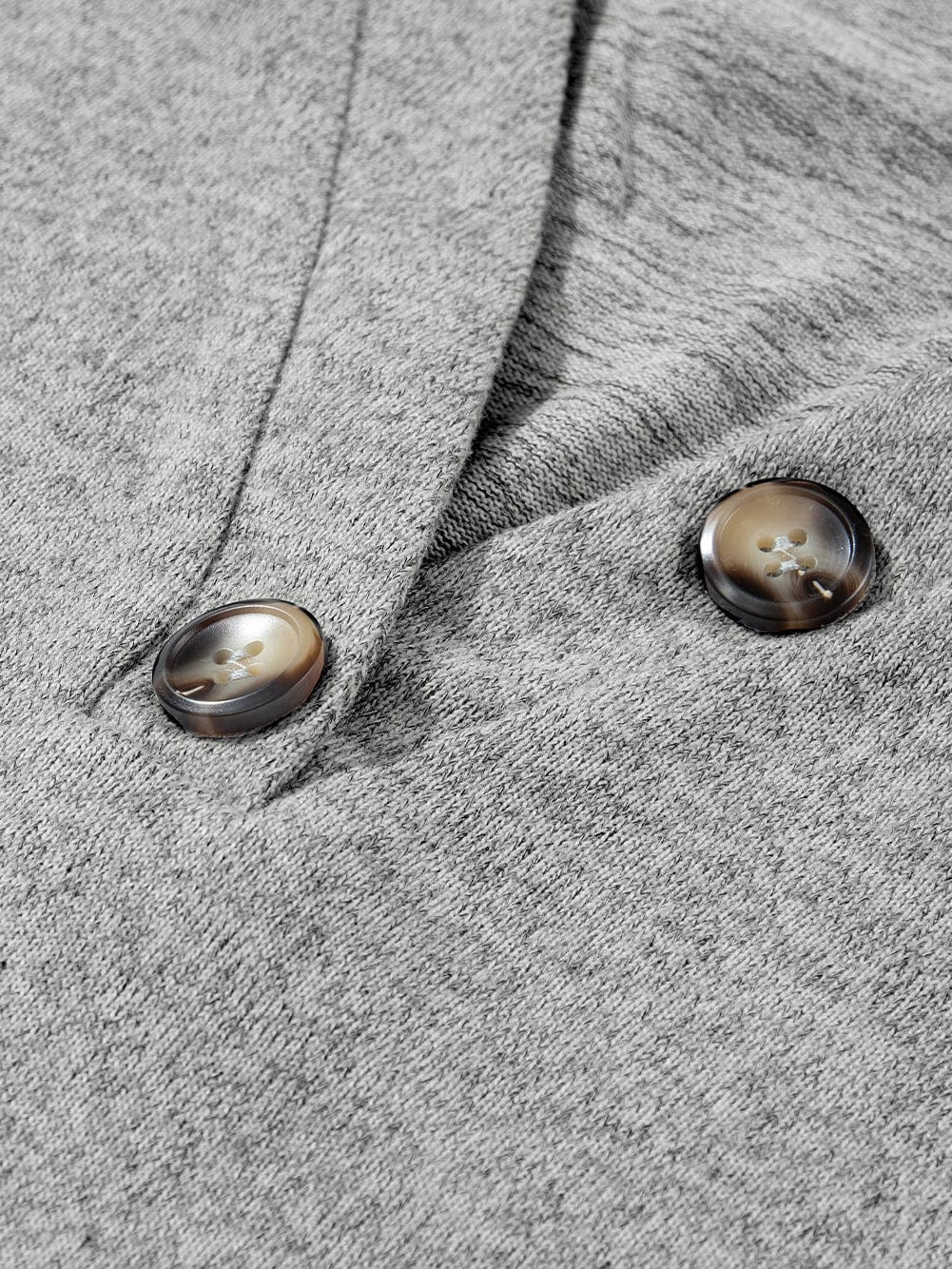 Light Grey Ribbed V Neck Blouse with Puff Sleeves and Button Detail