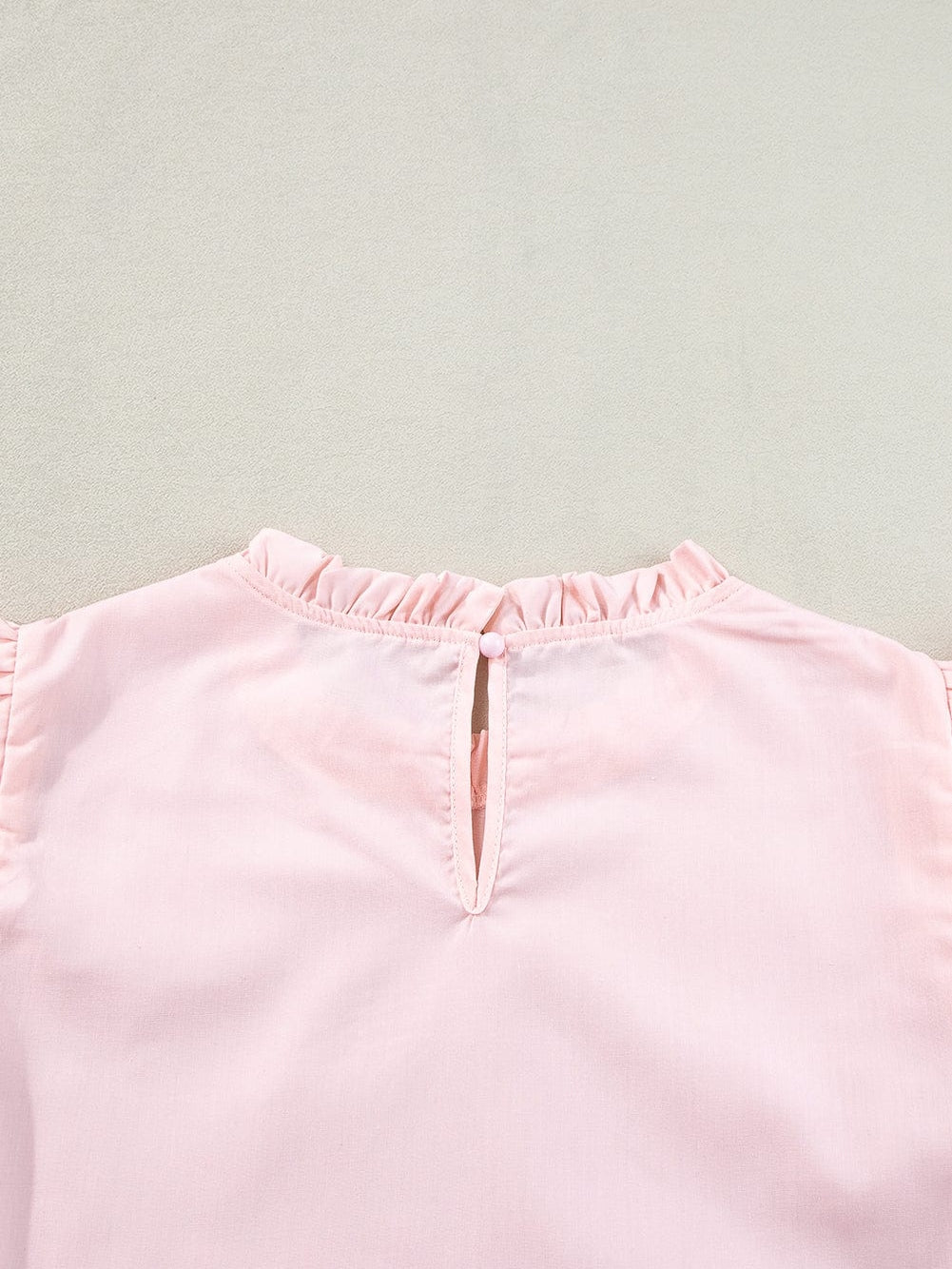 Light Pink Frilled Neck Cap Sleeve Blouse with Ric Rac Detail