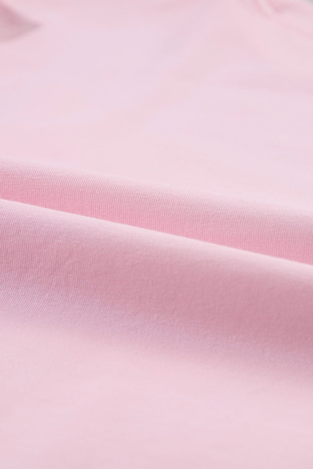 Light Pink Star Patched Oversized Tee for Casual Chic Style