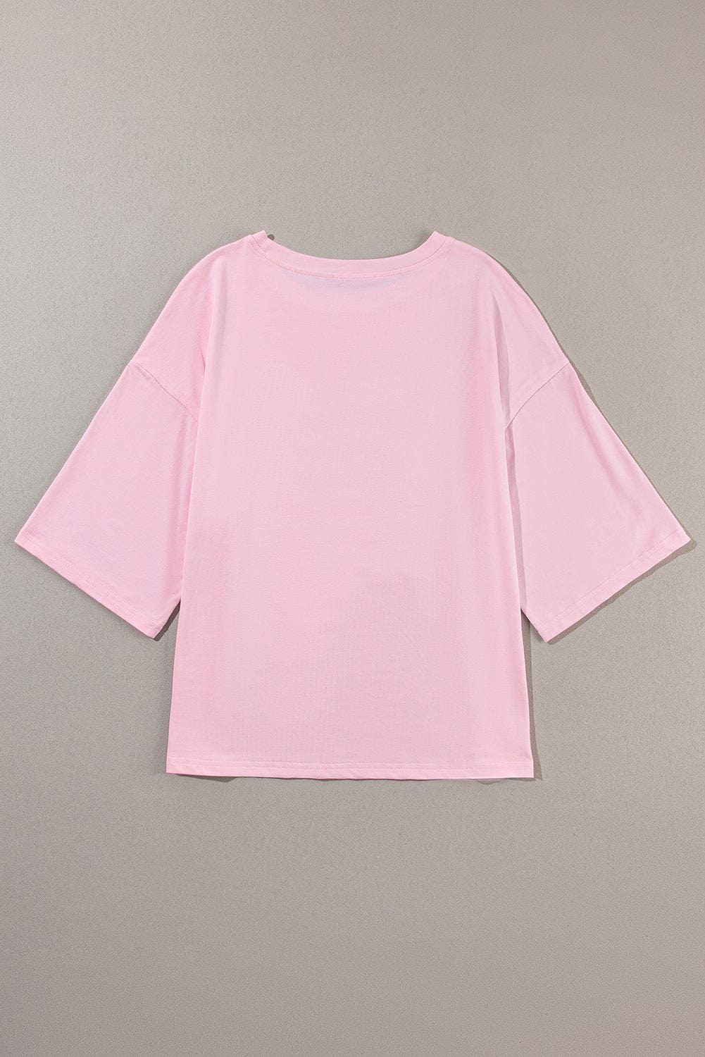 Light Pink Star Patched Oversized Tee for Casual Chic Style