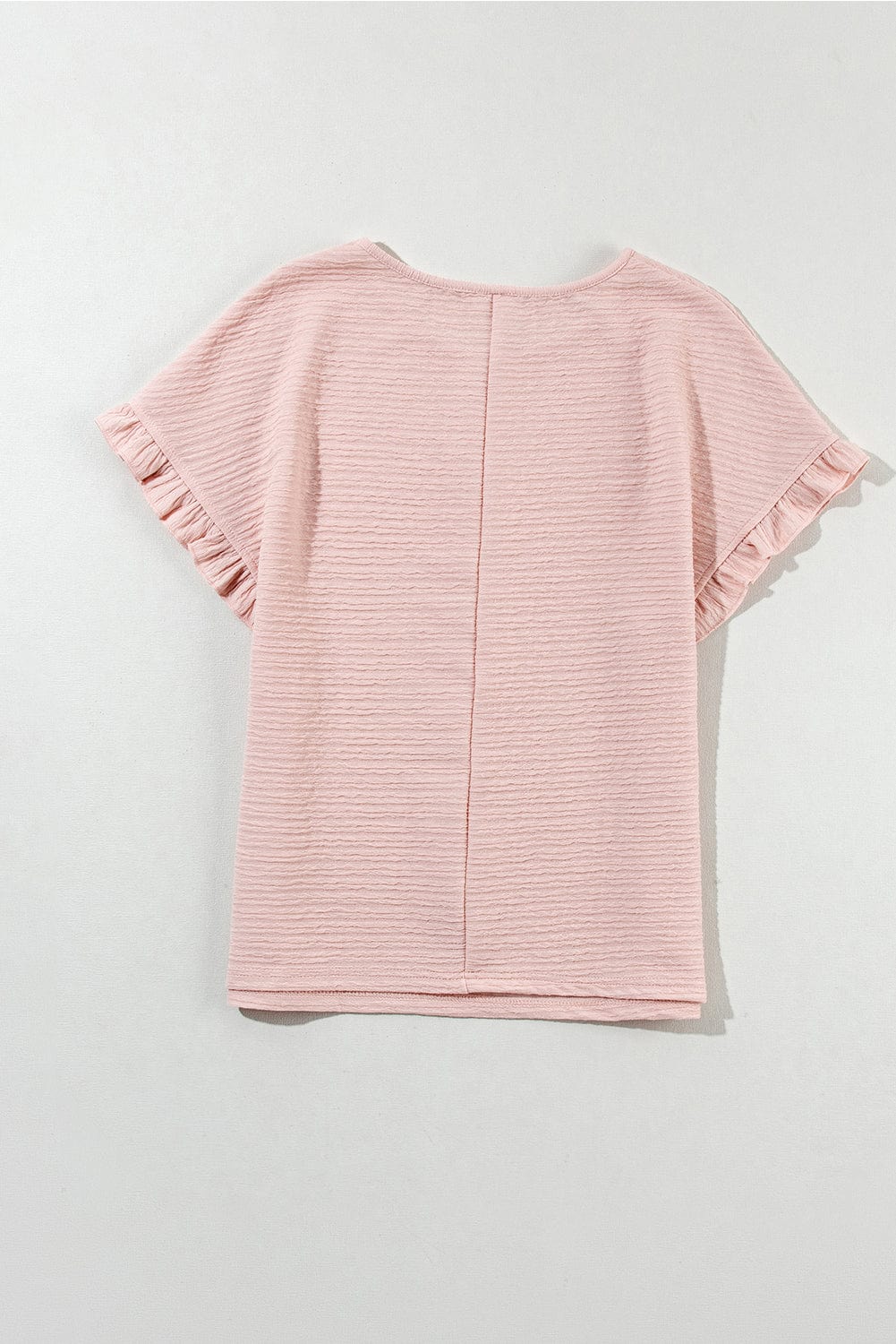 Light Pink Textured Ruffle Sleeve Elegant Blouse