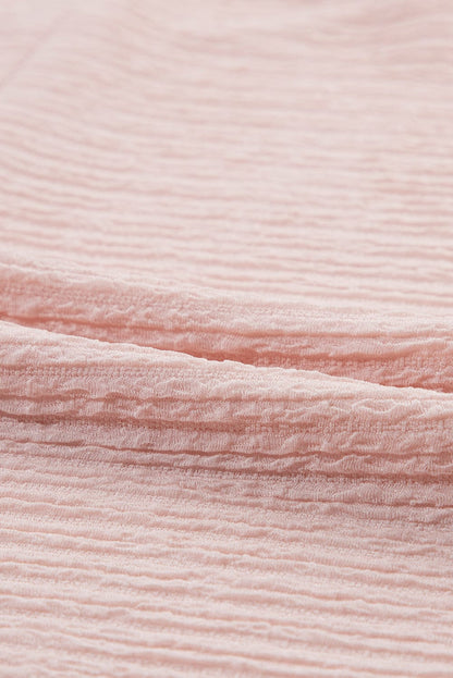 Light Pink Textured Ruffle Sleeve Elegant Blouse