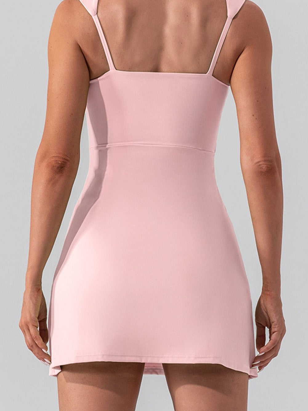 Light Pink U Neck Sleeveless Side Slit Sports Mini Dress