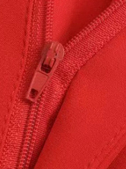 Women's Dress Pants Polyester Solid Color claret Orange red Fashion High Waist Full Length Office Street Fall Winter