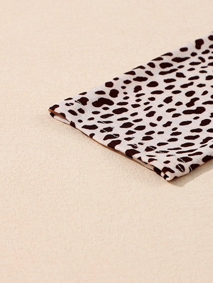 Loose Leopard Print V-neck Dress - Drop Shoulder- A-Line - Closed - Cape - Paneled