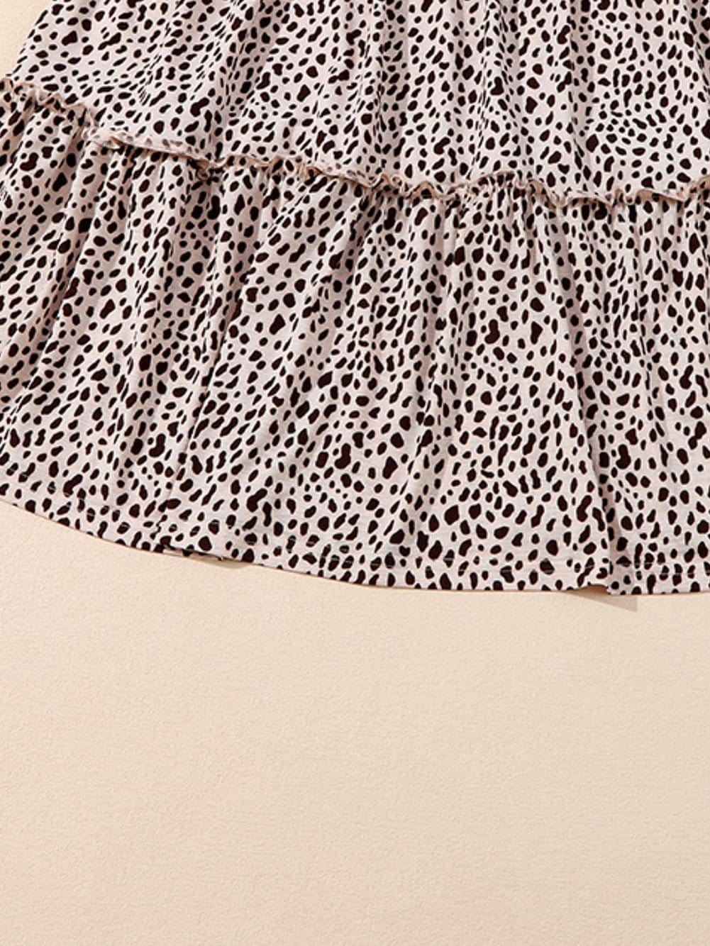 Loose Leopard Print V-neck Dress - Drop Shoulder- A-Line - Closed - Cape - Paneled