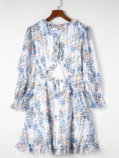 Loose Leopard Print V-neck Dress - Drop Shoulder- A-Line - Closed - Cape - Paneled