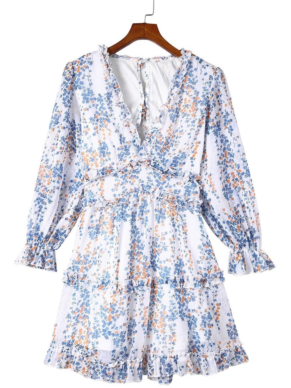 Loose Leopard Print V-neck Dress - Drop Shoulder- A-Line - Closed - Cape - Paneled