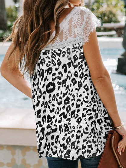 Tank Tops - Loose Leopard Print V-neck Sleeveless Tank Top - MsDressly