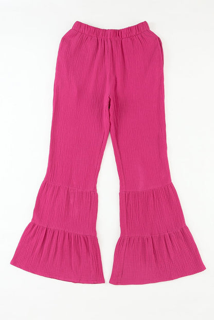 Loose Solid Elastic Waist Plus Size Wide Leg Pants