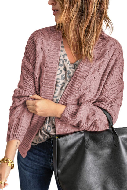 Loose Solid Twist Knit Casual Cardigan