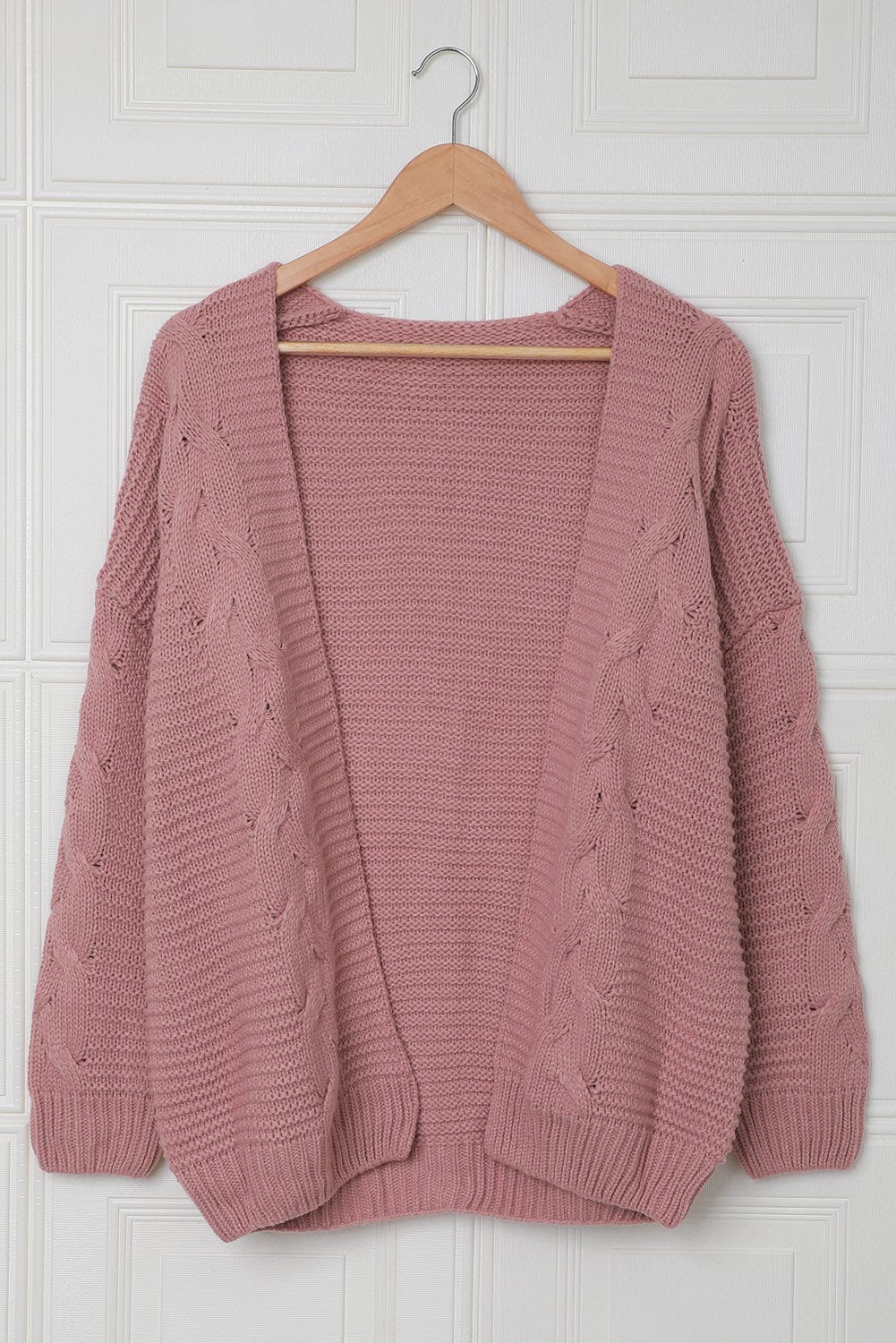 Loose Solid Twist Knit Casual Cardigan