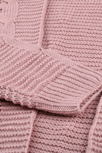 Loose Solid Twist Knit Casual Cardigan