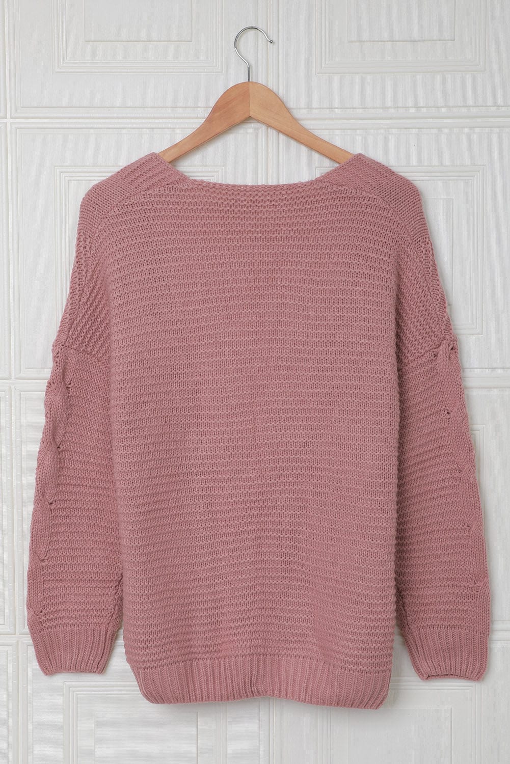 Loose Solid Twist Knit Casual Cardigan