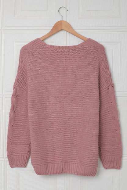 Loose Solid Twist Knit Casual Cardigan