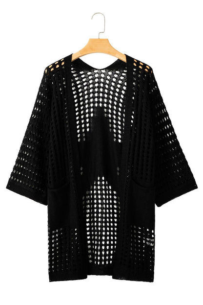 Loose Solid Twist Knit Casual Cardigan