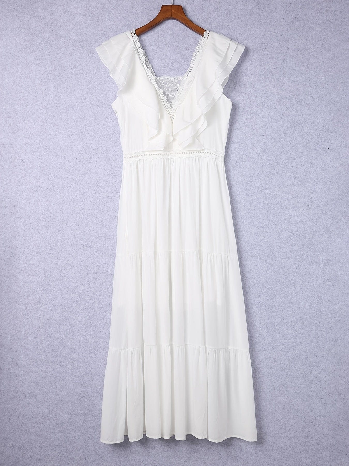 Loose V Neck Layered Sleeveless Vacation Maxi Dress